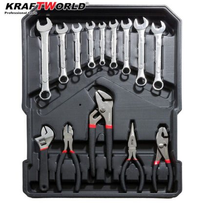 Куфар с инструменти 1200 части KraftWorld -ключове,тресчотка, клещи, отвертки
