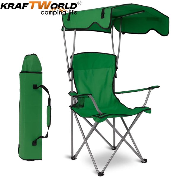 Сгъваем къмпинг стол KraftWorld със сенник – до 150 кг