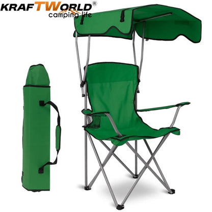 Сгъваем къмпинг стол KraftWorld със сенник – до 150 кг