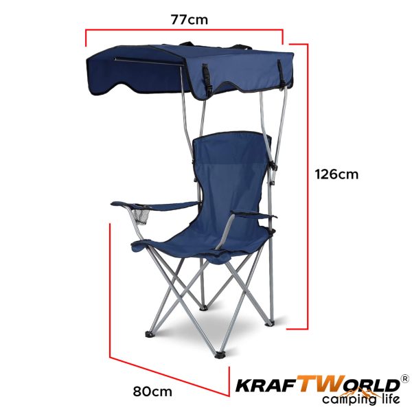 Сгъваем къмпинг стол KraftWorld със сенник – до 150 кг