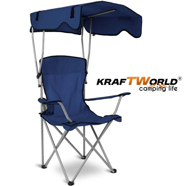 Сгъваем къмпинг стол KraftWorld със сенник – до 150 кг