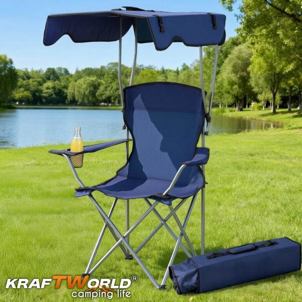 Сгъваем къмпинг стол KraftWorld със сенник – до 150 кг
