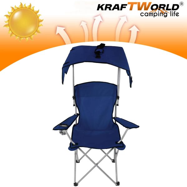 Сгъваем къмпинг стол KraftWorld със сенник – до 150 кг