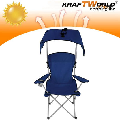 Сгъваем къмпинг стол KraftWorld със сенник – до 150 кг
