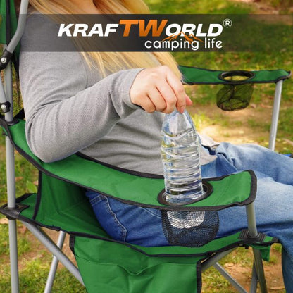Сгъваем къмпинг стол KraftWorld със сенник – до 150 кг