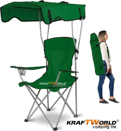 Сгъваем къмпинг стол KraftWorld със сенник – до 150 кг