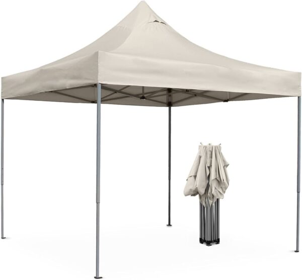 Сгъваема Шатра ЛУКС Бежов 3×3м – подсилена конструкция, UV и водоустойчив плат