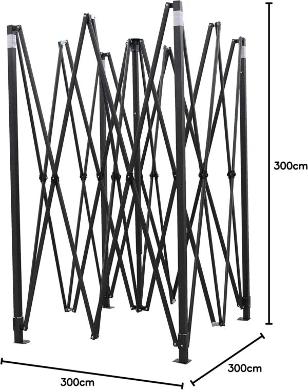 Бяла Сгъваема Градинска Шатра 3×3м тип Хармоника– стабилна, водоустойчива и лесна за разпъване