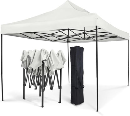 Бяла Сгъваема Градинска Шатра 3×3м тип Хармоника– стабилна, водоустойчива и лесна за разпъване