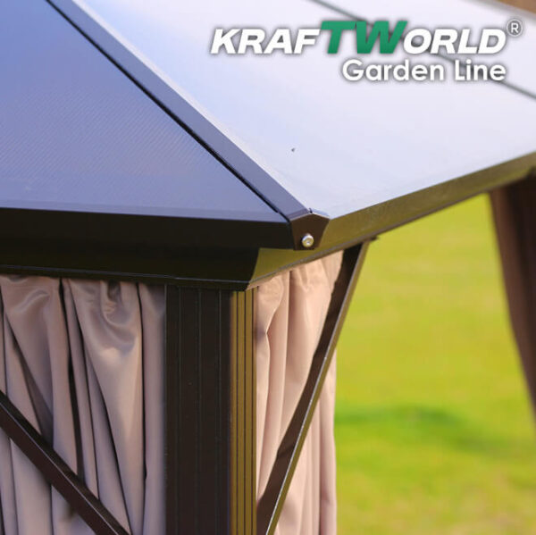 Луксозна Шатра KraftWorld Tenerife – 3×4 м с Твърд Покрив,Мрежа и Завеси