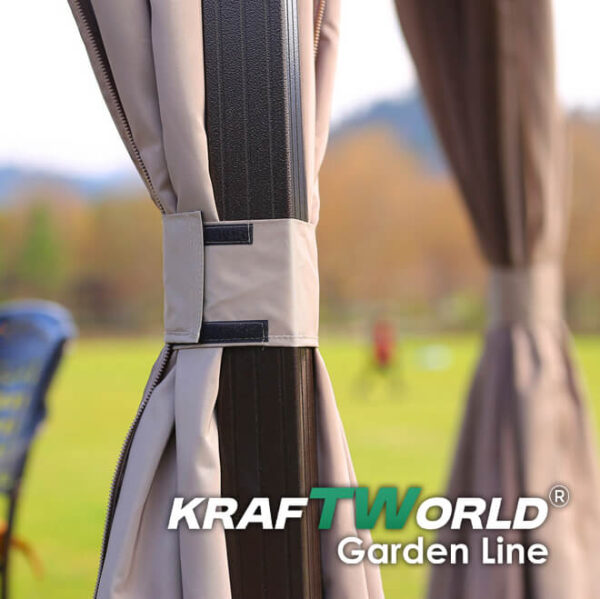 Луксозна Шатра KraftWorld Tenerife – 3×4 м с Твърд Покрив,Мрежа и Завеси