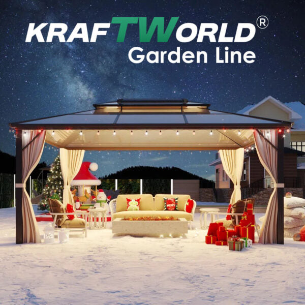 Луксозна Шатра KraftWorld Tenerife – 3×4 м с Твърд Покрив,Мрежа и Завеси