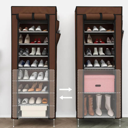 Текстилен шкаф за обувки с 9 рафта – до 27чифта – етажерка в кафяво или бежово