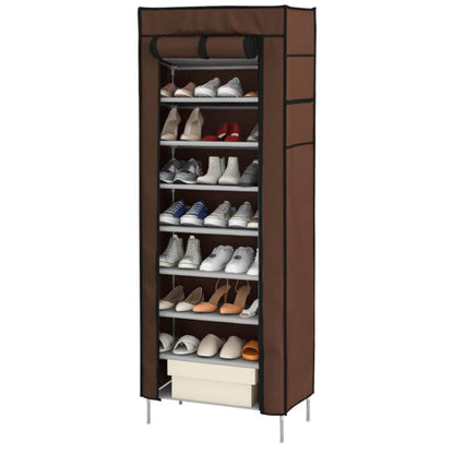 Текстилен шкаф за обувки с 9 рафта – до 27чифта – етажерка в кафяво или бежово