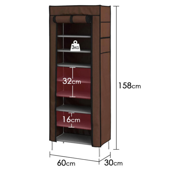 Текстилен шкаф за обувки с 9 рафта – до 27чифта – етажерка в кафяво или бежово