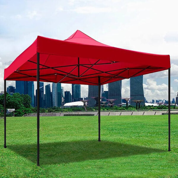 Червена Сгъваема Градинска Шатра 3×3м тип Хармоника – стабилна, водоустойчива и лесна за разпъване