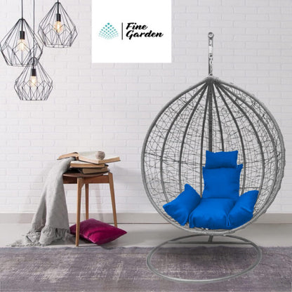 Сив Висящ Ратанов Стол – ГОЛЯМА Градинска Люлка Водоустойчива