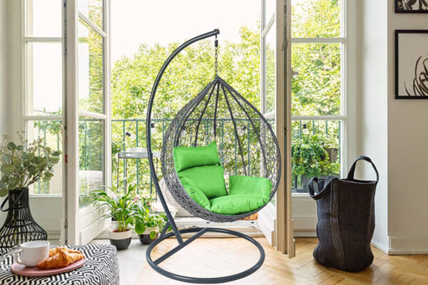 Висящ Ратанов Стол – ГОЛЯМА Градинска Люлка Водоустойчива в 4 Цвята