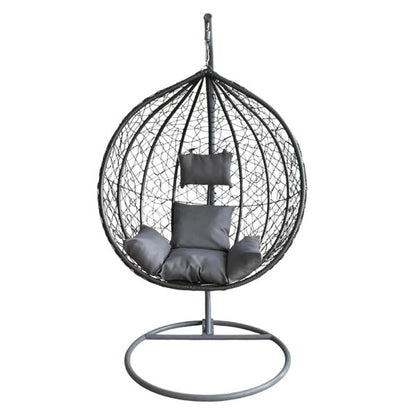 Сив Висящ Ратанов Стол – ГОЛЯМА Градинска Люлка Водоустойчива