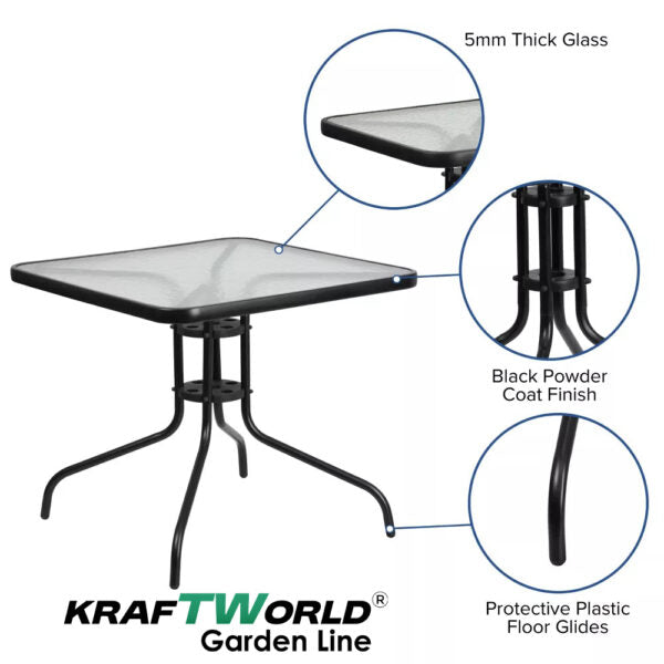 Градински комплект Sorento – маса 80×80 см + 4 метални стола