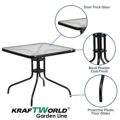 Градински комплект Sorento – маса 80×80 см + 4 метални стола
