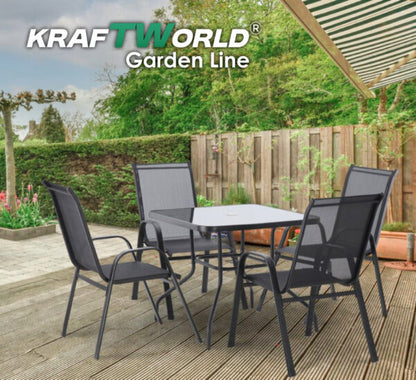 Градински комплект Sorento – маса 80×80 см + 4 метални стола