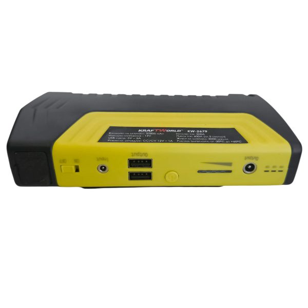 KraftWorld KW-2679 – Джъмп стартер за кола с компресор, фенер и аварийни инструменти 12V, 600A, USB