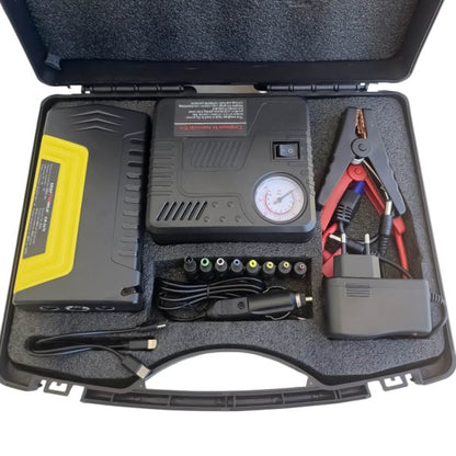 KraftWorld KW-2679 – Джъмп стартер за кола с компресор, фенер и аварийни инструменти 12V, 600A, USB