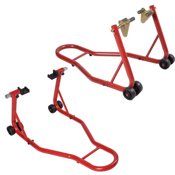 Предна и задна стойка за мотор KraftWorld – двойни колела, регулируема широчина