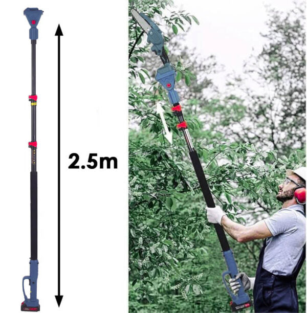 Професионален Комплект KraftWorld: Акумулаторна Лозарска Ножица + Телескопичен Прът