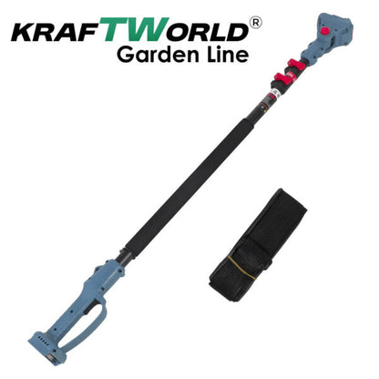 Комплект KraftWorld: Акумулаторна Резачка с Омасляване + Телескопичен Прът
