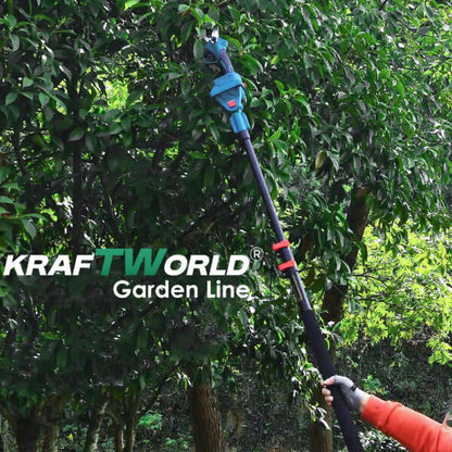 Комплект KraftWorld: Акумулаторна Резачка с Омасляване + Телескопичен Прът