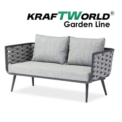 Градински комплект Catania: диван, 2 кресла и маса със стъклен плот и алуминиева рамка