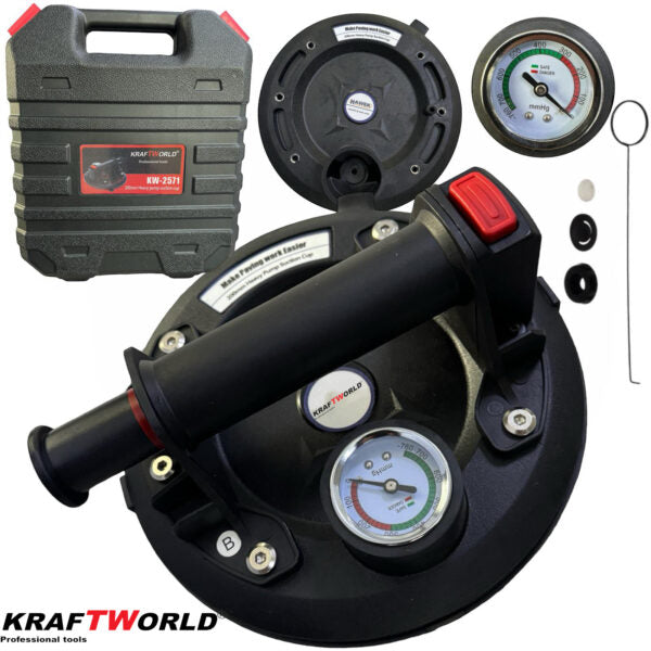 Вакуумна вендуза KraftWorld Ø200мм и Машина за Рязане на Плочки с Лазерен Водач 1200мм