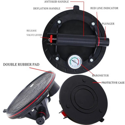 Комплект 2× Вендуза с Манометър Ø200 мм KraftWorld – Вакуумна Помпа за Плочки и Стъкло, 130 кг