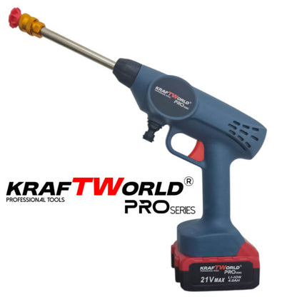 Акумулаторна Водоструйка KraftWorld с 2 Батерии Налягане 26 бара + Kонтейнер за Препарат и Аксесоари