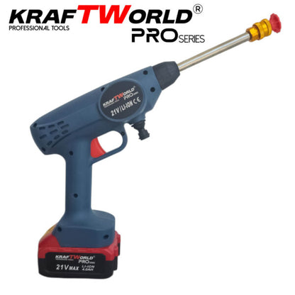 Акумулаторна Водоструйка KraftWorld с 2 Батерии Налягане 26 бара + Kонтейнер за Препарат и Аксесоари