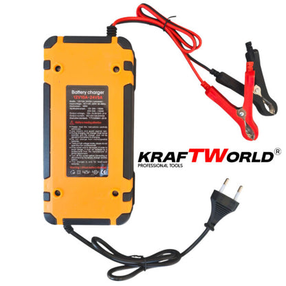 Автоматично зарядно за акумулатори KraftWorld 12V с LCD дисплей и ремонтен режим