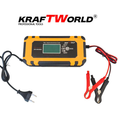 Автоматично зарядно за акумулатори KraftWorld 12V с LCD дисплей и ремонтен режим