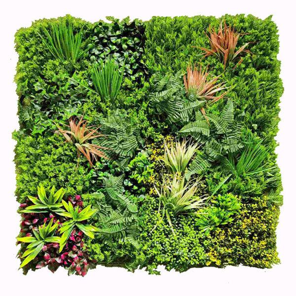 Декоративен Панел 1м² от Изкуствена Зеленина с Цветни Акценти – kw2734