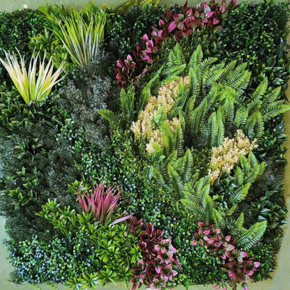 Декоративен Панел 1м² kw2735  – Изкуствена Зеленина с Папрат и Фаларис, UV Защита